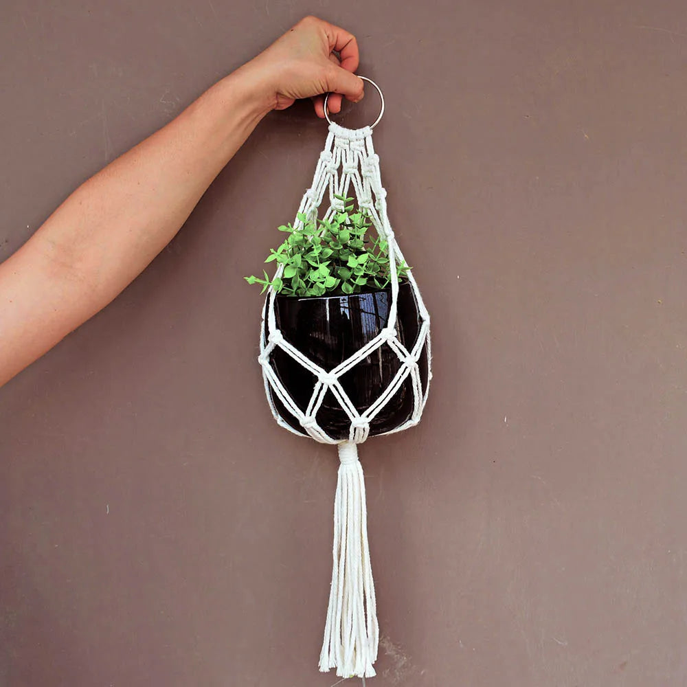 Bohemian macrame handmade products  short macrane plant hanger for wall hanging pot holder for fleshiness