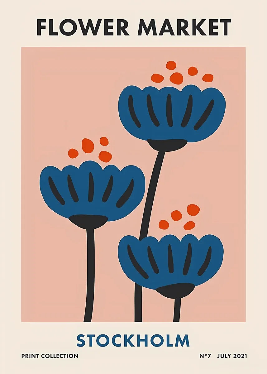 Colorful Retro Flower Market Amsterdam Abstract Poster Boho Flower Shop Sign Prints Canvas Painting Wall Picture Home Room Decor