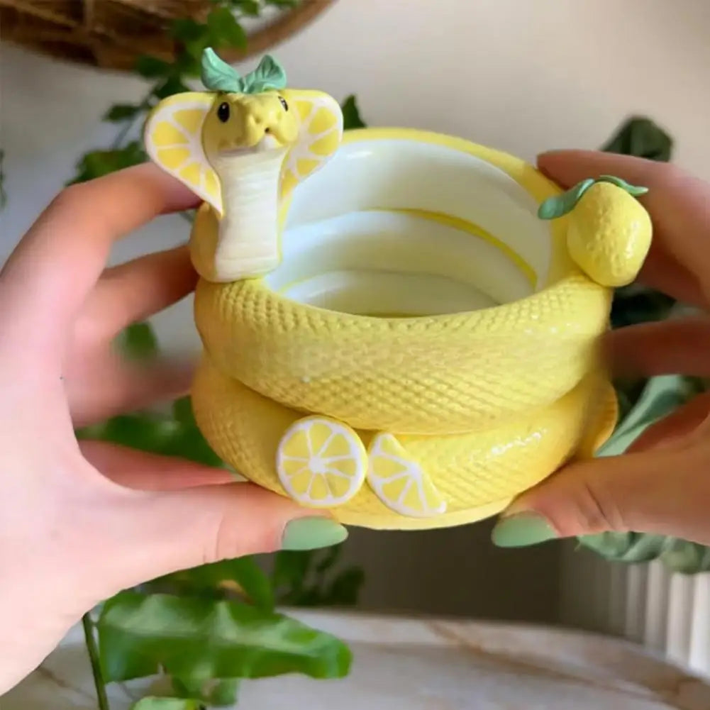 1Pc Snake Flower Pot Unique Resin Coiled Snake Planter with Drainage Hole Decorative Plant Pot for Succulents Cactus Houseplants