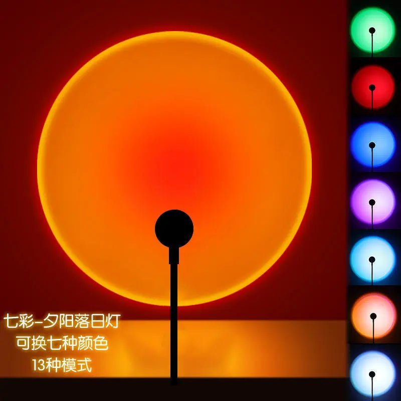 LED Sunset Lamp USB Rainbow Neon Night Light Projector Lamp Room Phone Self Photography Atmosphere Light Bedroom Wall Decor Gift