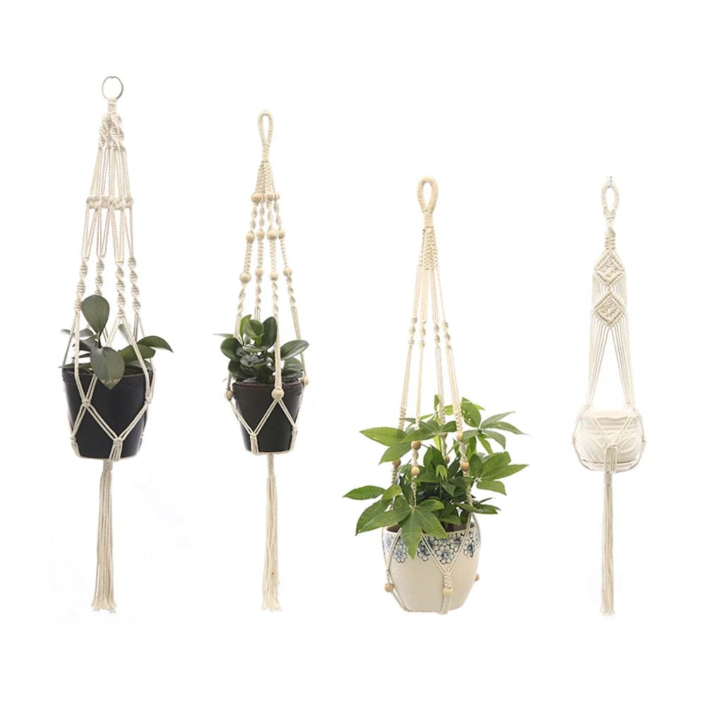 Hanging Plant Handmade Macrame Plant Hanger Flower Pot Planter Hanger Wall Decor Courtyard Garden Hanging Planter Hanging Basket