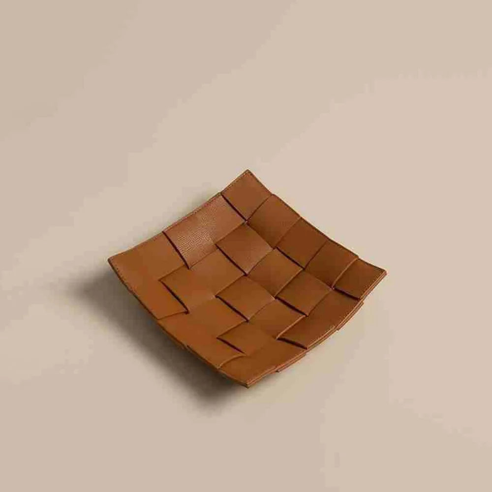 1 Piece Leather Storage Tray Home Appliances Tray Leather Living Room Desktop Woven Storage Tray Trays Decorative  Jewelry Dish