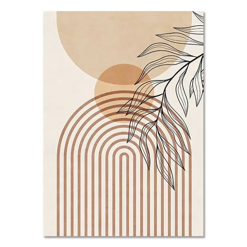 Boho Light Colour Block Canvas Painting Nordic Minimalist Lines Wall Art People Leaves Wall Art Home Living Room Decoration