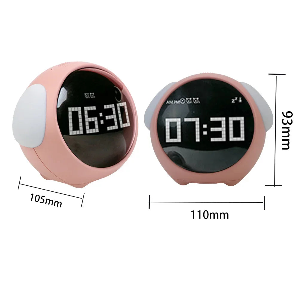 New Night Light Cute Expression Alarm Clock Child Alarm Clock Voice Controlled Light Multifunctional For Home Thermometer