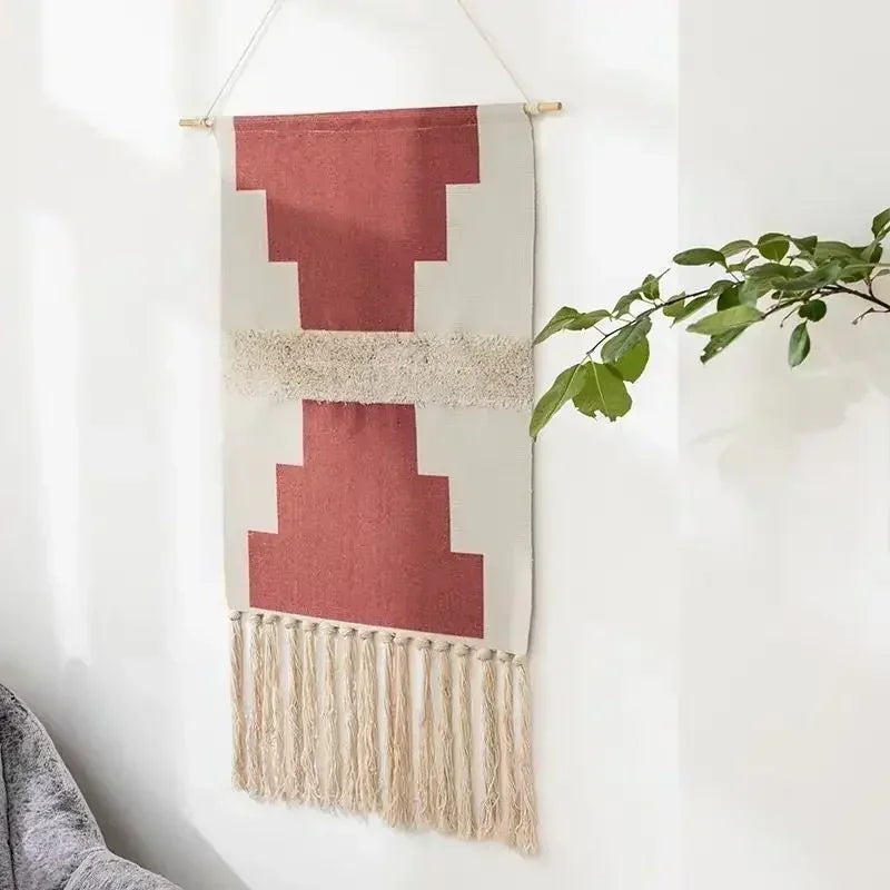 Macrame Wall Hanging Tapestry Nordic Cotton Tassel Handmade Woven Bohemian Geometric Canvas Cloth Home Living Room Boho Decor