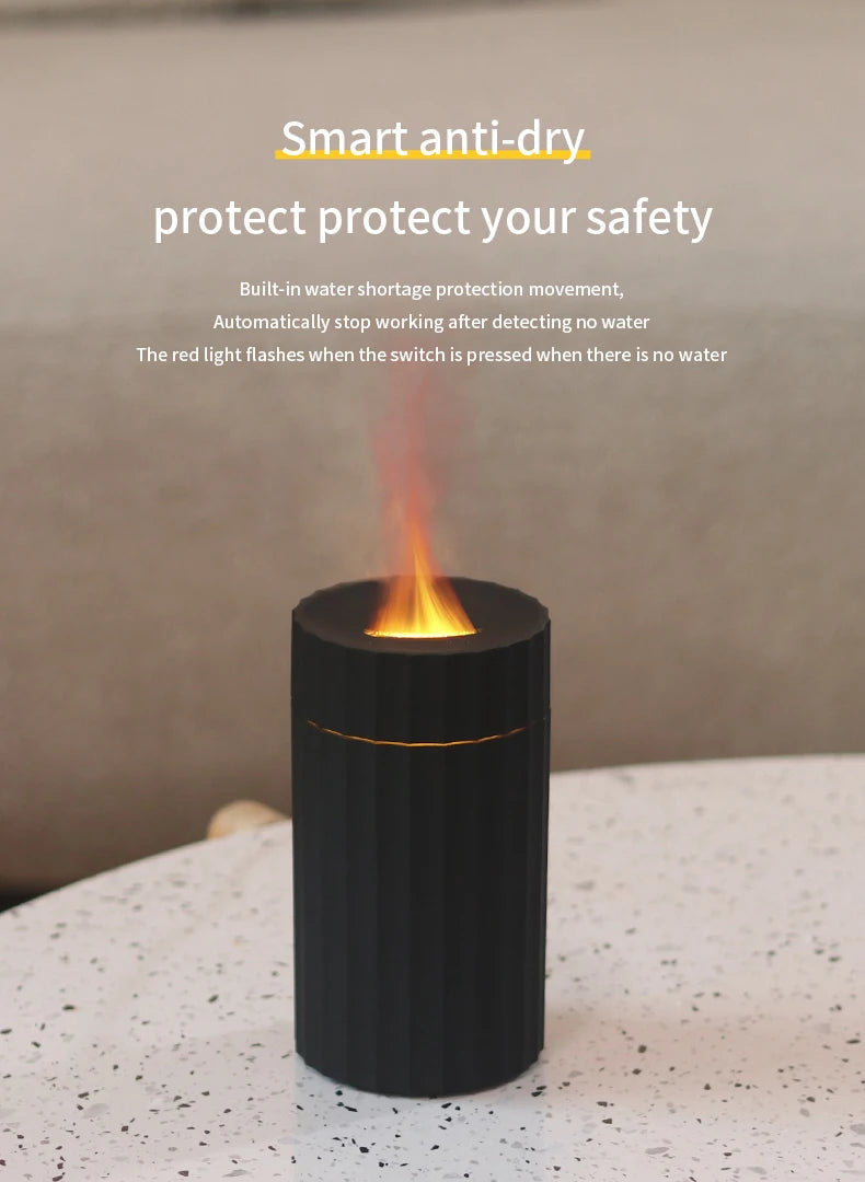 Car Diffuser Flame Humidifier Essential Oil Aroma Aromatherapy Diffuser Auto Air Purifier Air Freshener With LED Light