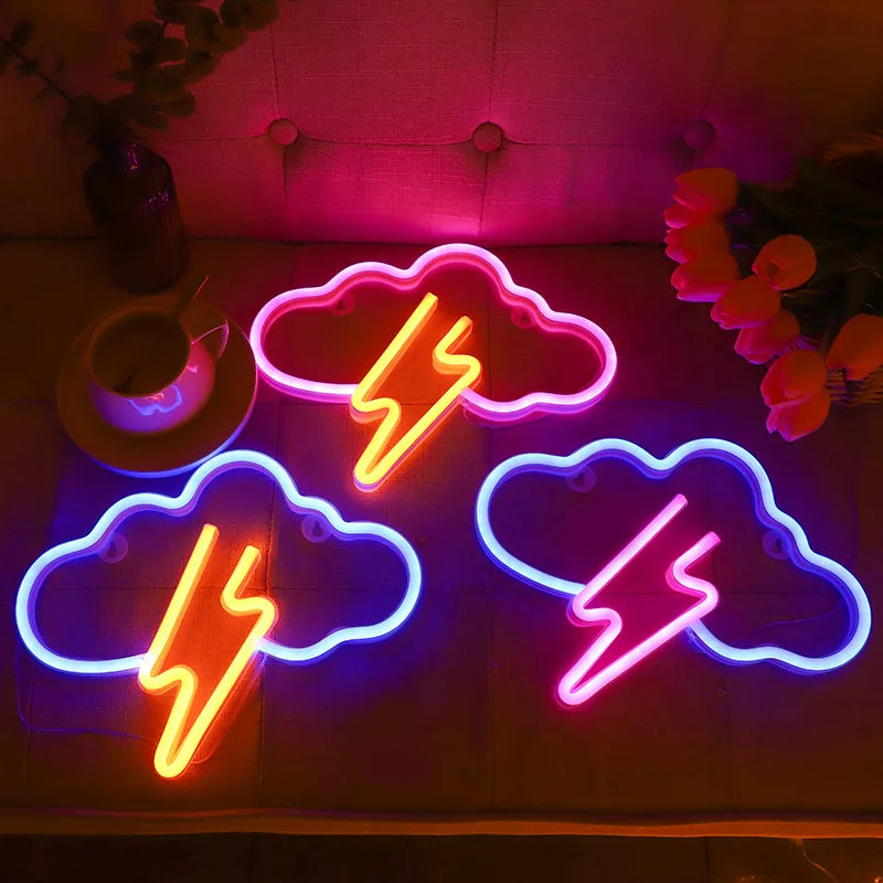 Cloud Lightning LED Neon Sign Night Light Battery/USB Operated for Children's Room Party Home Bar Lamp Gift Decoration
