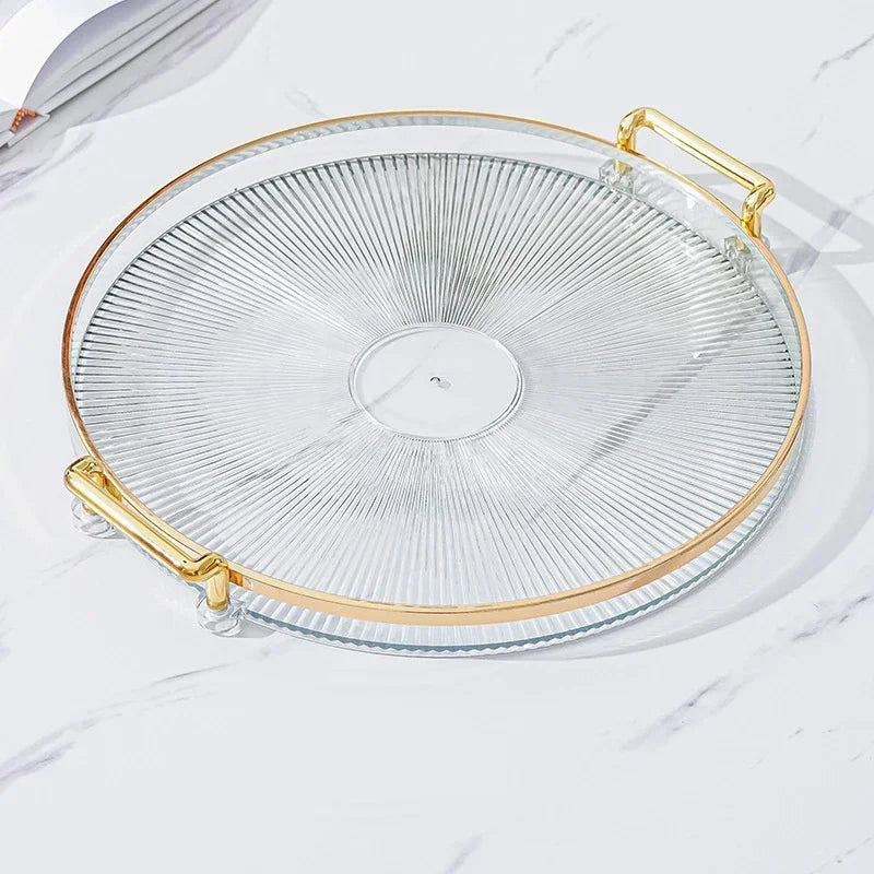 1PC Round Storage Tray Home Living Room Coffee Table Tea Cup Storage Plate Acrylic Tray Aromatherapy Organizer Tray Home Decor