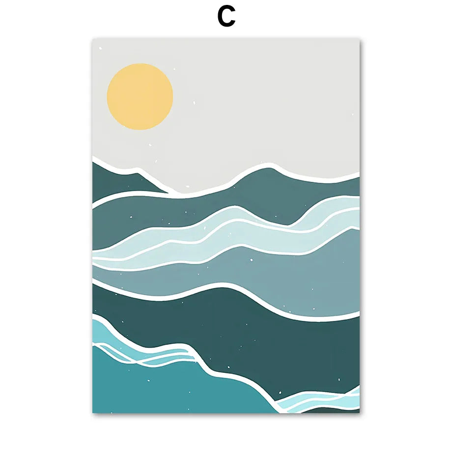 Abstract minimalist Sea Beach Surfboard Mountain Posters And Prints Wall Art Canvas Painting Wall Pictures For Living Room Decor
