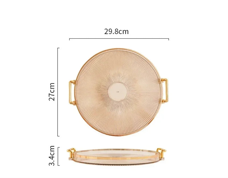 1PC Round Storage Tray Home Living Room Coffee Table Tea Cup Storage Plate Acrylic Tray Aromatherapy Organizer Tray Home Decor