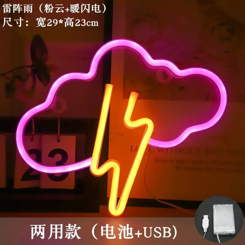 Cloud Lightning LED Neon Sign Night Light Battery/USB Operated for Children's Room Party Home Bar Lamp Gift Decoration