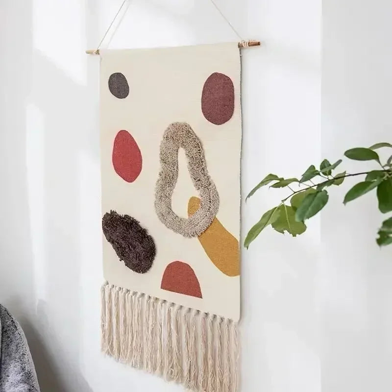 Macrame Wall Hanging Tapestry Nordic Cotton Tassel Handmade Woven Bohemian Geometric Canvas Cloth Home Living Room Boho Decor