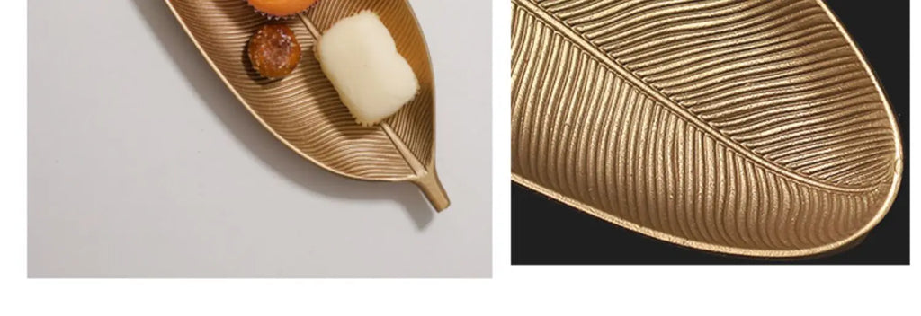 Nordic Wooden Tray Gold Leaf Shape Serving Tray Jewelry Pallet Fruit Snack Candy Dish Table Decoration Storage Organizer