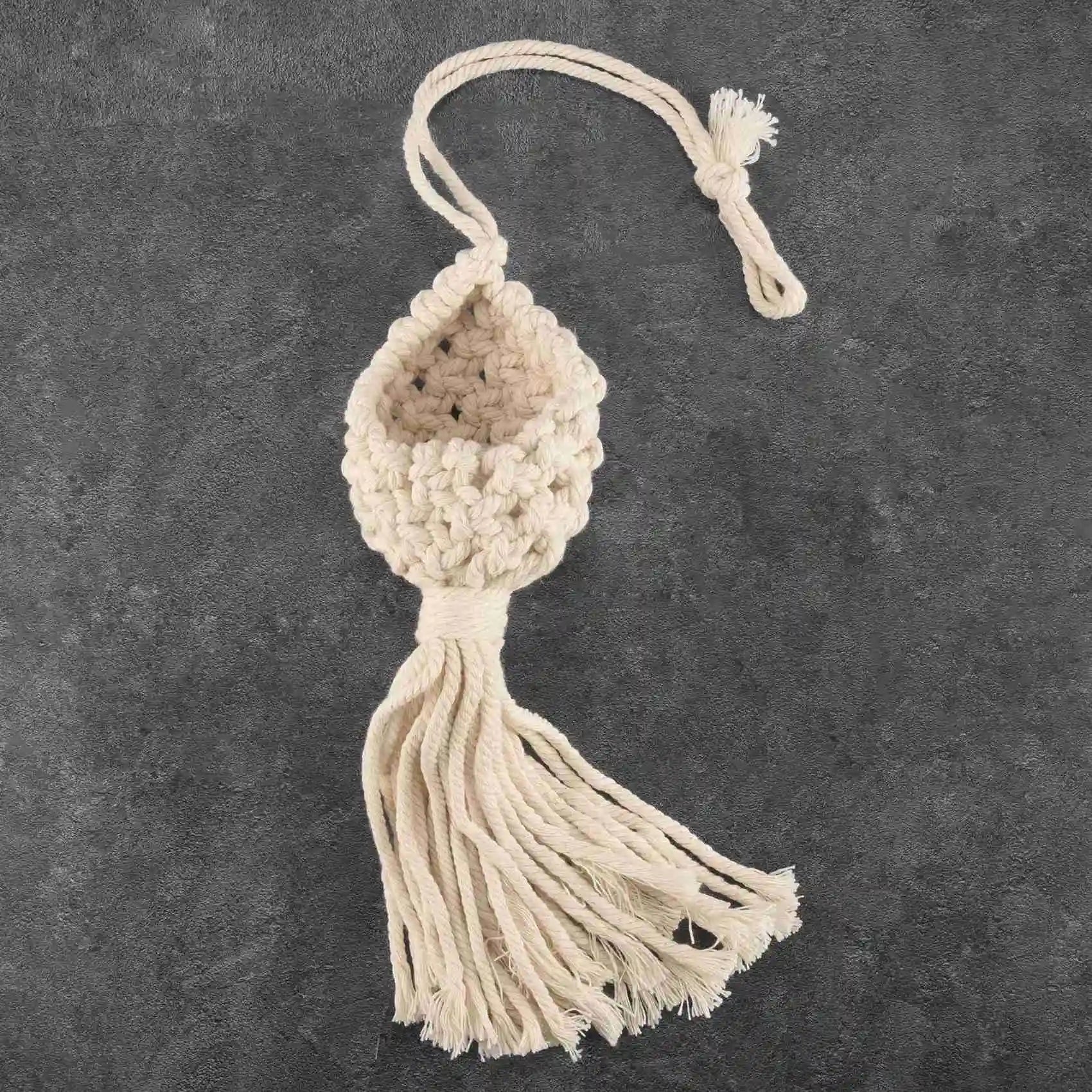 PZHI-Boho Macrame Air Plant Hanger Tillandsia Hanging Basket Rope Holder Flower Home Decor