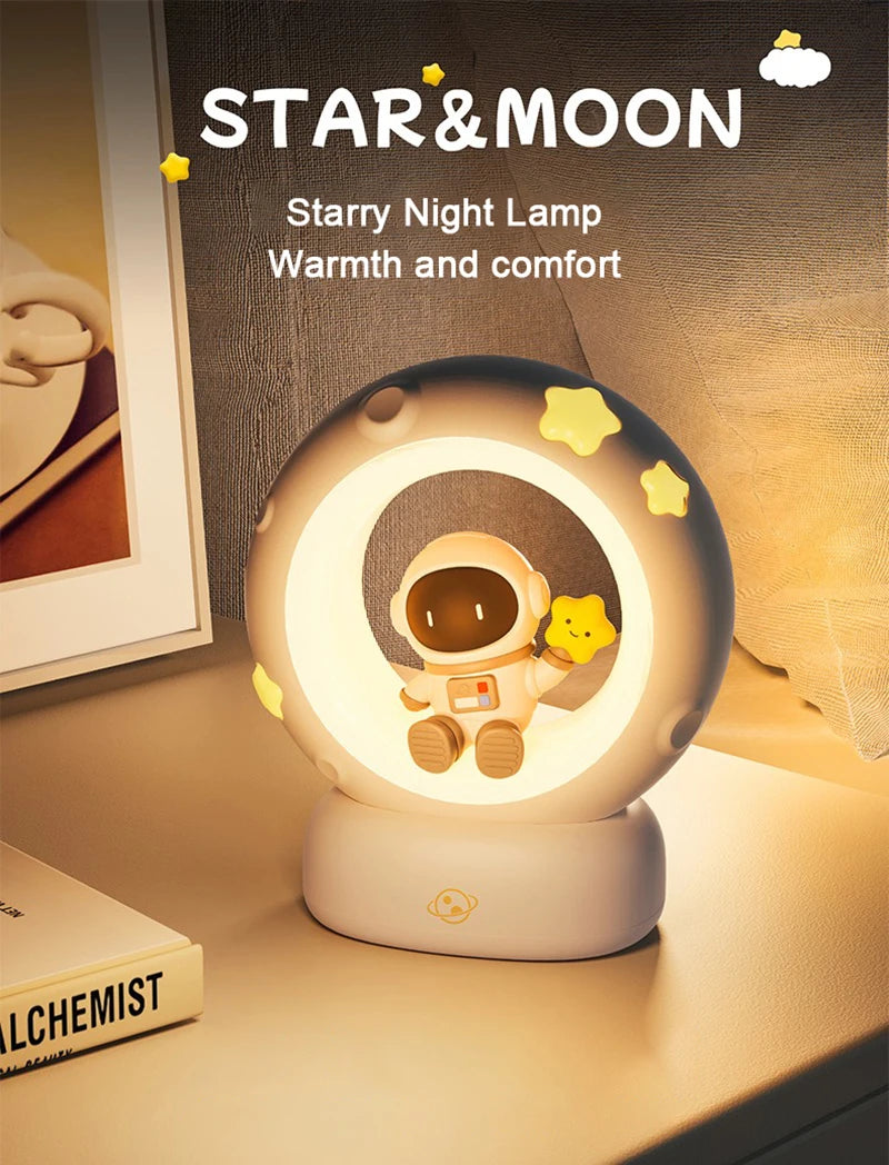 LED Night Light Panda Astronaut Bedside Sleeping Night Lights USB charging Silicone Children Gife Eye Protection Lamp Lighting