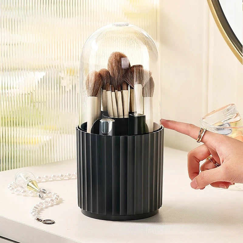 1pcs Makeup Brush Storage Cylinder Rotating Dustproof Desktop Lipstick Powder Brush Bucket Dressing Table Storage Rack Cosmetics