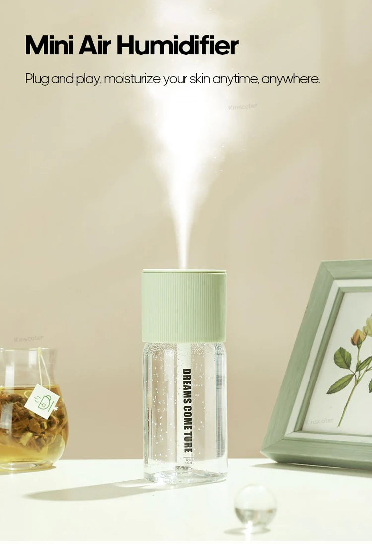 Rechargeable Mini Humidifier 268ml USB Mute Cool Mist Sprayer for Home Bedroom Car Portable Moisturizes Skin Water Diffuser