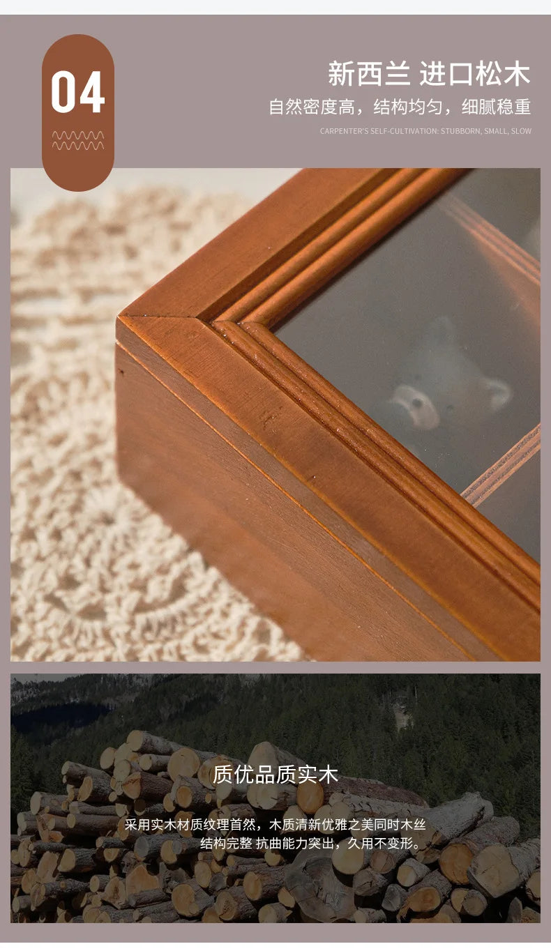 Vintage Desktop Jewelry Storage Box Household Solid Wood Desktop 9 Grids Figure Jewelry Storage Organization Rack