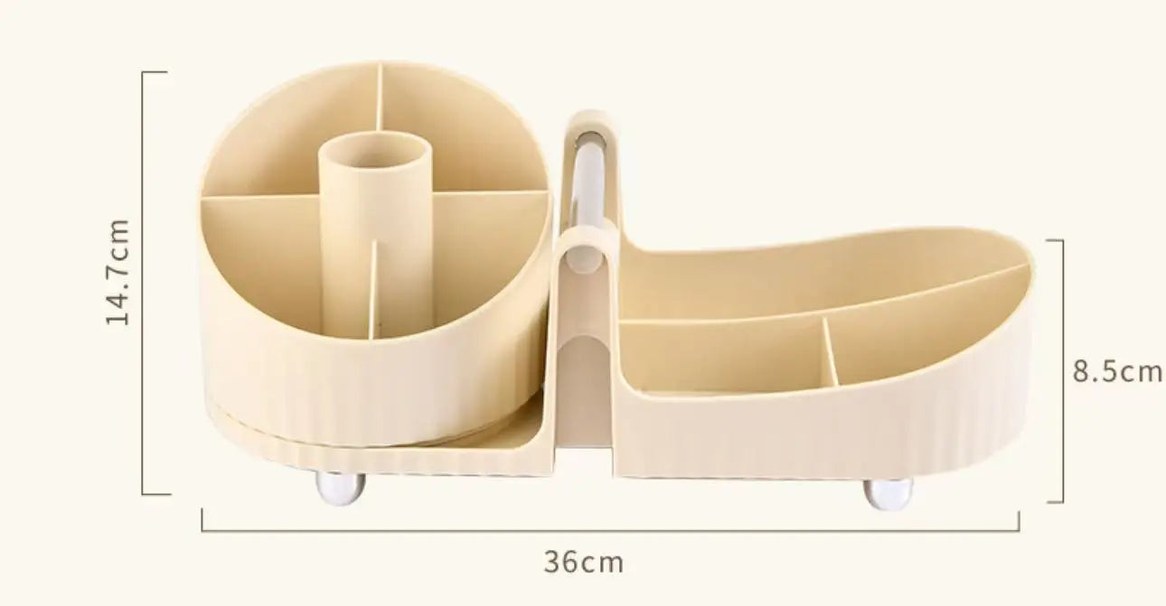 Cosmetics Storage Box Rotating Pen Holder Vanity Table Desktop Makeup Brush Organizer Lipstick Eyeshadow Powder Puff Shelf --