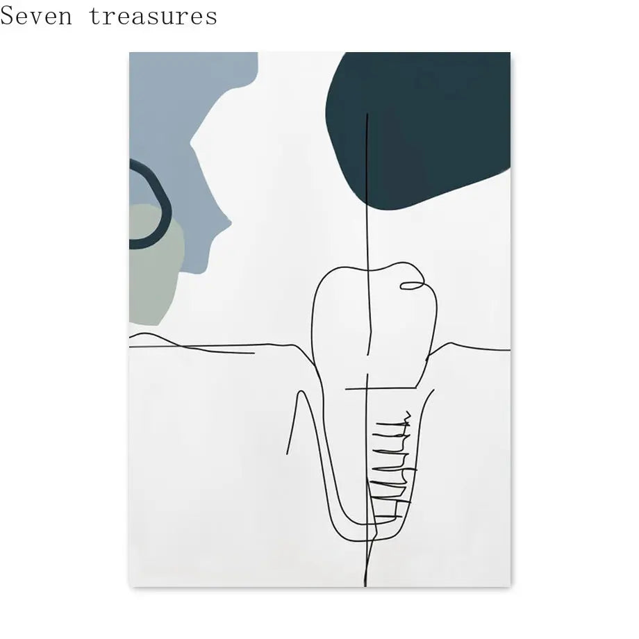 Tooth Wall Art Modern Dental Clinic Oil Painting Aesthetics Abstract Line Posters And Printed Pictures Dentist Office Decoration