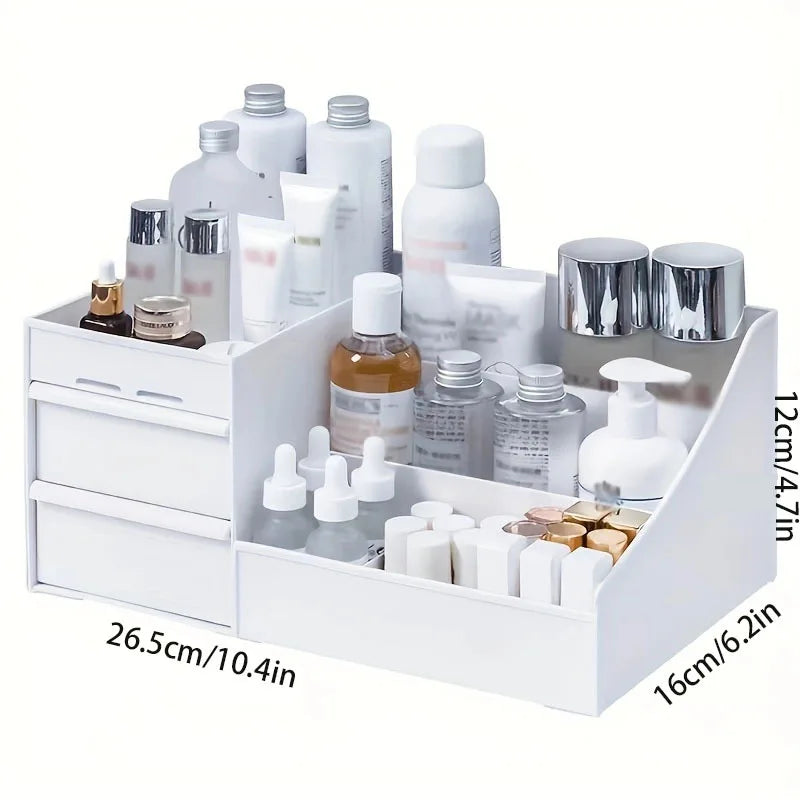 Makeup table with large capacity desktop storage, drawer rack, for versatile storage of skincare products and cosmetics
