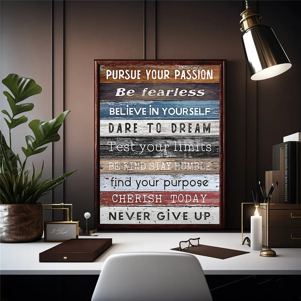 Inspirational Office Wall Decor Painting Abstract Never Give Up Canvas Wall Art Poster for Bedroom Living Room Classroom Decor