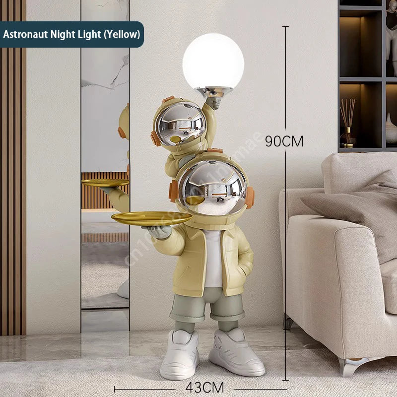 76cm Creative Astronaut Tray Storage Landing Ornament Moon Light Balloon Statue Resin Living Room Bedroom Home Decoration Gift