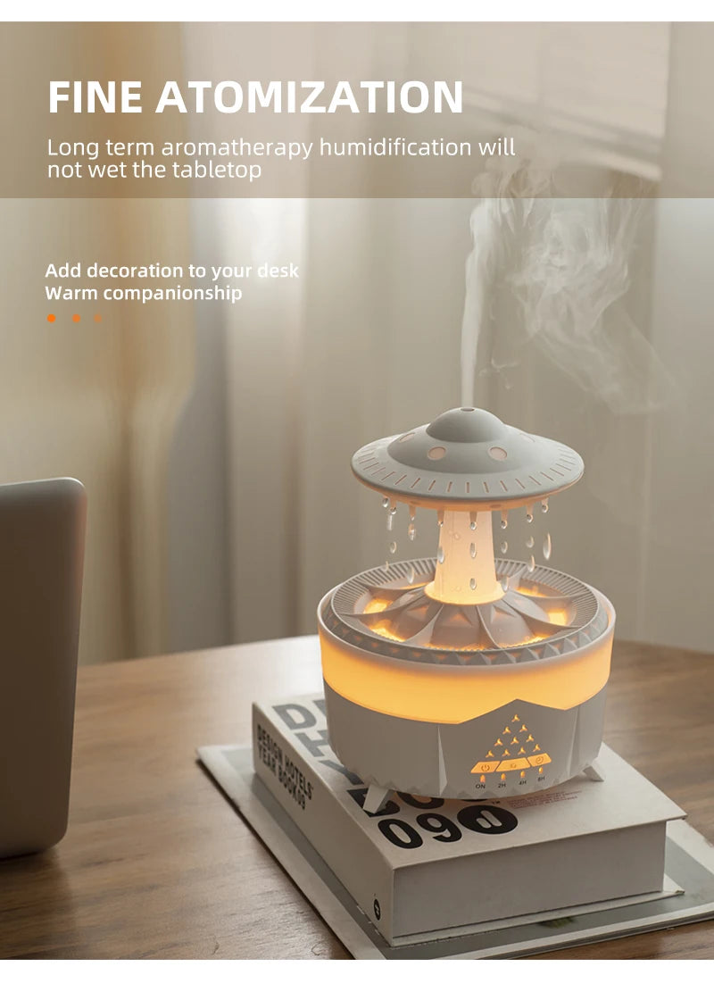 350ml Aroma Air Humidifier Mini Usb Remote Control Raindrop Colorful Light Aromatherapy Room Rain Cloud Aroma Oil  Diffuser
