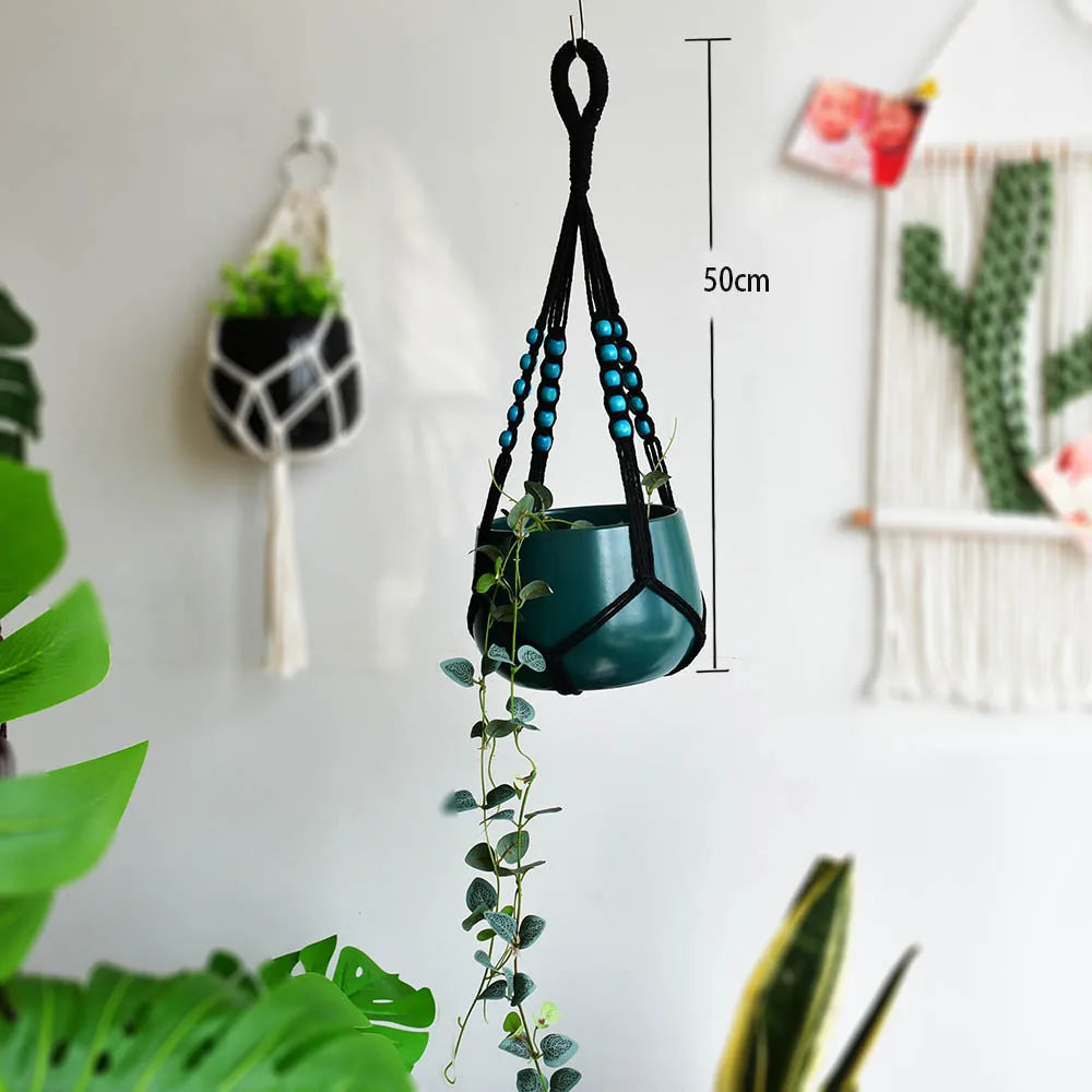 Bohemian macrame handmade products  short macrane plant hanger for wall hanging pot holder for fleshiness