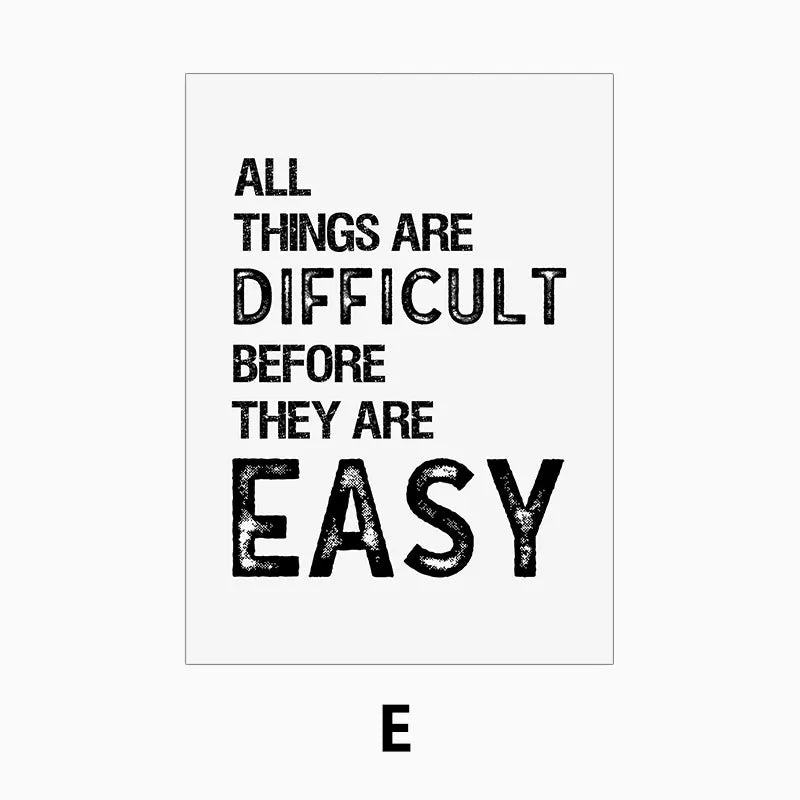 Black White Inspirational Quotes Canvas Art Poster Print Modern Nordic Wall Decorative Picture for Living Room Office Home Decor
