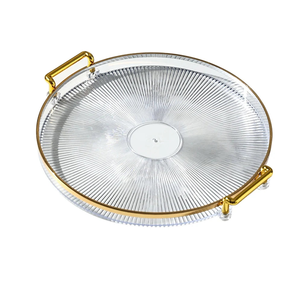 Luxury Storage Tray With Golden Handle Household Tea Dessert Fruit Storage Tray Plate Dinner Plate for Living Room Kitchen