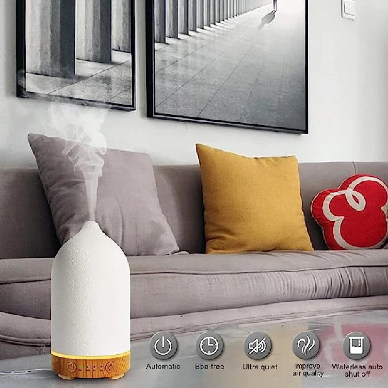 Ceramic Air Humidifier Aroma Diffuser Aromatherapy Cool Mist Ultrasonic Essential Oil  Diffuser With 7 LED Humidifier
