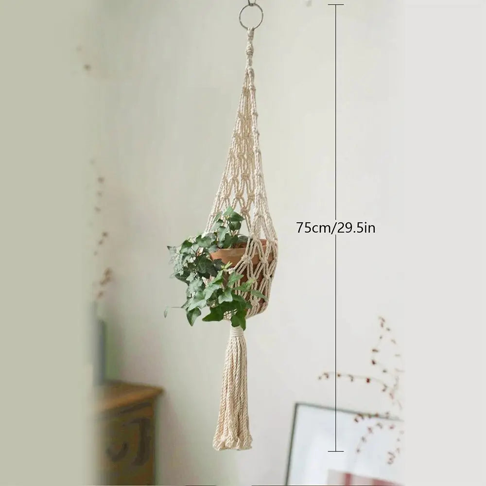 New Macrame Plant Hangers Handmade Beige Color Cotton Rope Hanging Planter Flower Pot Hanging Basket Home Decoration