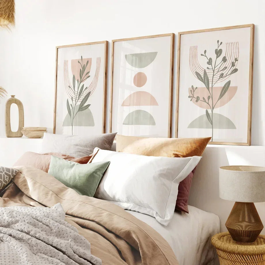 Scandinavian Simple Abstract Wall Art Bohemian Line Leaf Geometry HD Canvas Poster Prints Home Bedroom Living Room Decoration