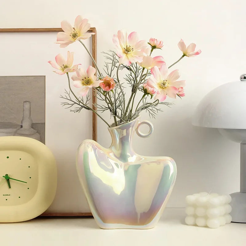 White Donut Vase Vase For Home Decor Accessories Living Room Dried Flower Vaso Va Decor Ornamentsse Decorative Aesthetic