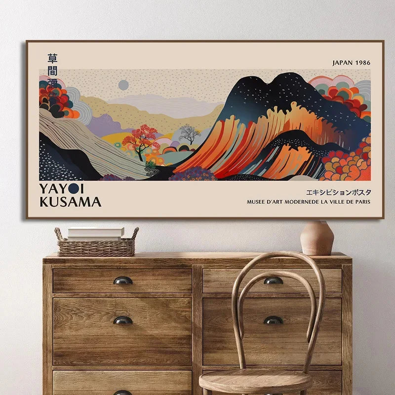 Abstract Yayoi Kusama Flower Exhibition Art Poster Vintage Japanese Print Canvas Painting Modern Room Large Size Wall Home Decor