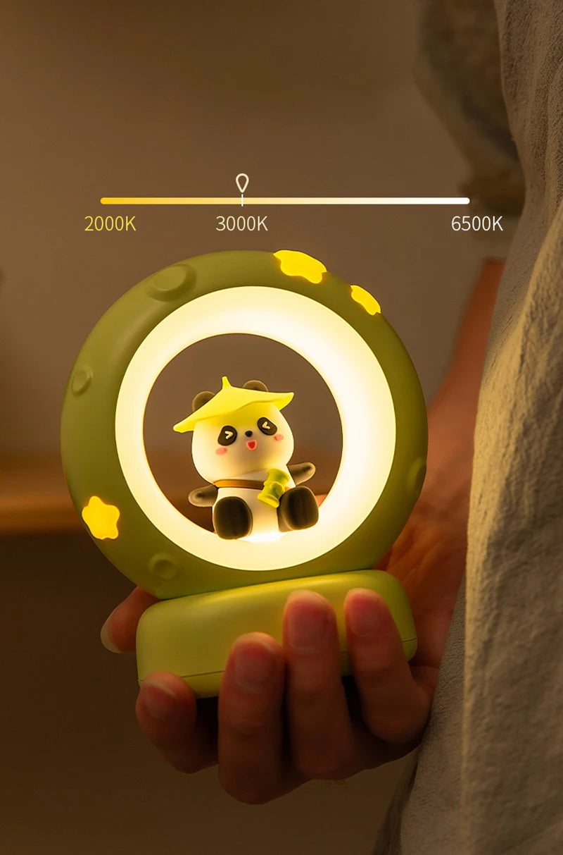 LED Night Light Panda Astronaut Bedside Sleeping Night Lights USB charging Silicone Children Gife Eye Protection Lamp Lighting