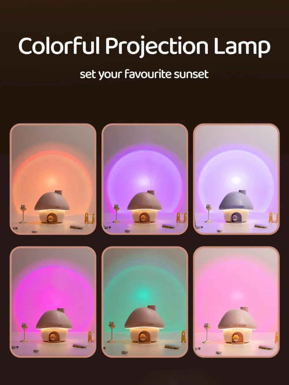 Cartoon Air Humidifier 300ml Mini Essential Oil Aroma Diffusers Colorful Lighting Cute Mushroom House Home Ultrasonic Humidifier