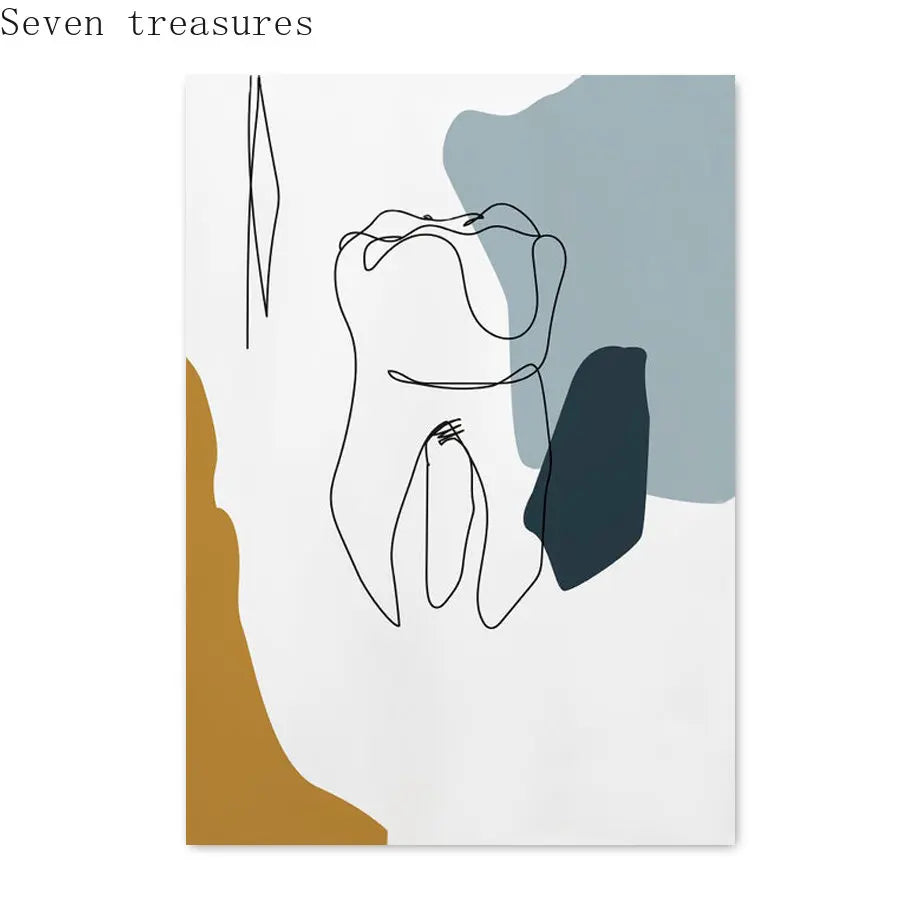 Tooth Wall Art Modern Dental Clinic Oil Painting Aesthetics Abstract Line Posters And Printed Pictures Dentist Office Decoration