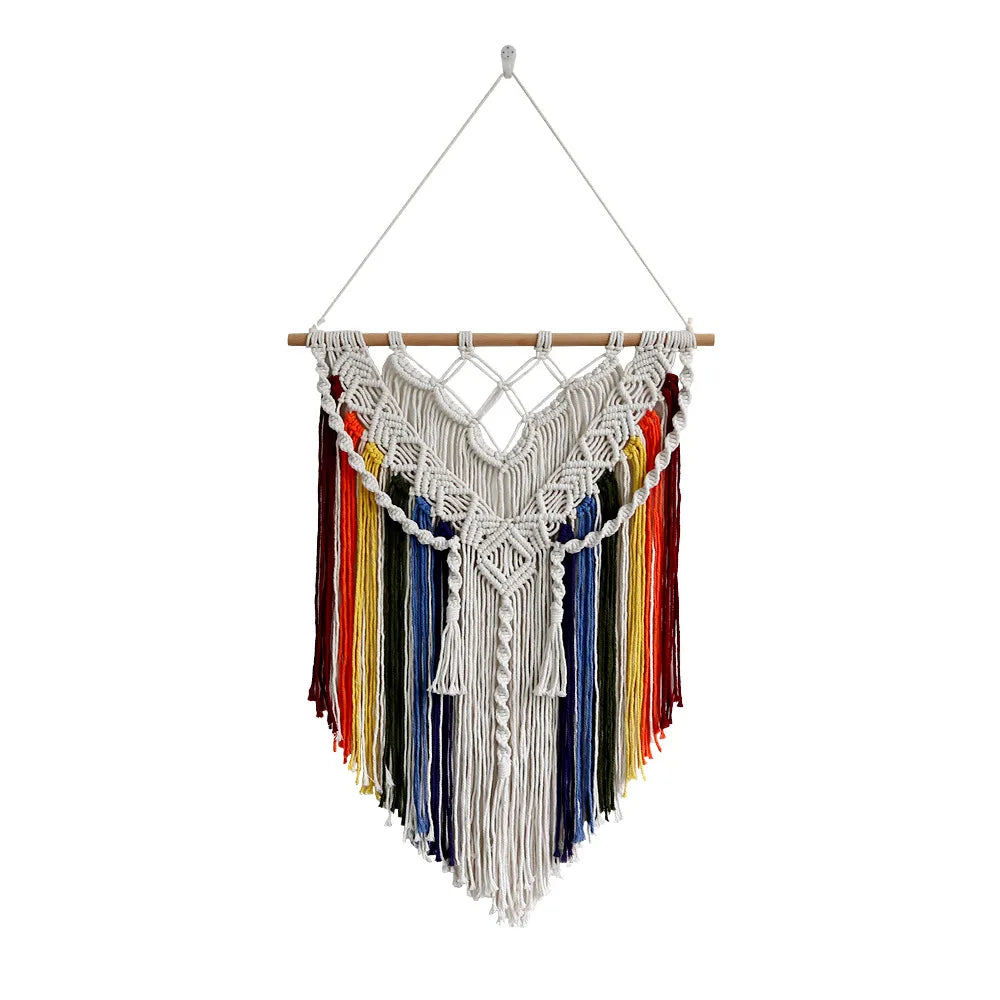 Hand-woven Craft Cotton Macrame Wall Hangings Tapestry Wall Art Home Decor for Living Room Apartment