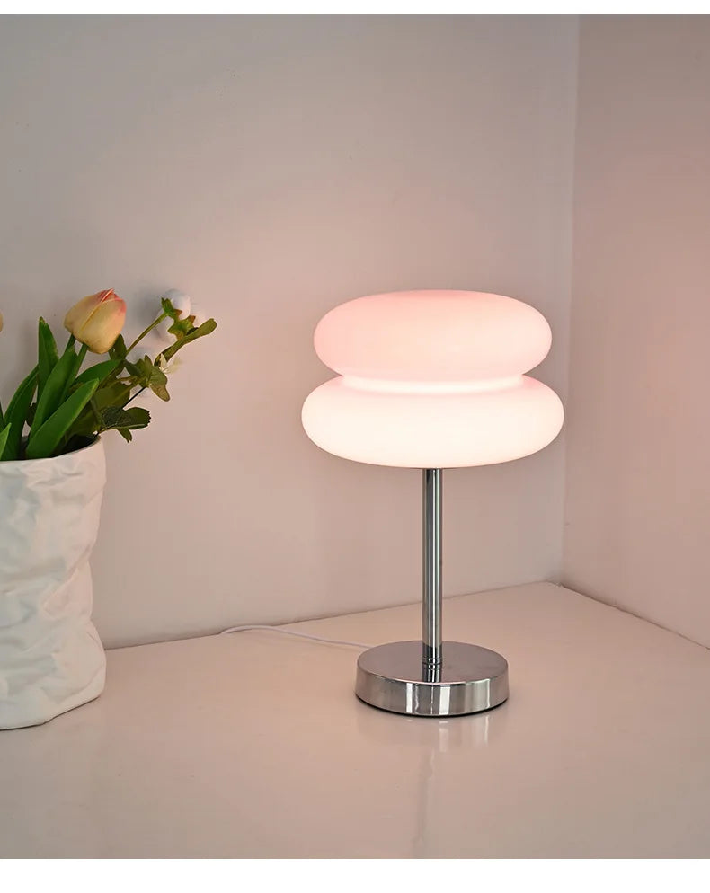 Macaron Glass Table Lamp Trichromatic Dimming Living Room Atmosphere Lamps Eye Protection Night Light Girl Bedroom Bedside Decor