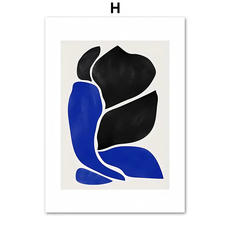 Scandinavian Simple Abstract Wall Art Blue Girl Body Lines Face HD Canvas Poster Print Home Bedroom Living Room Decoration