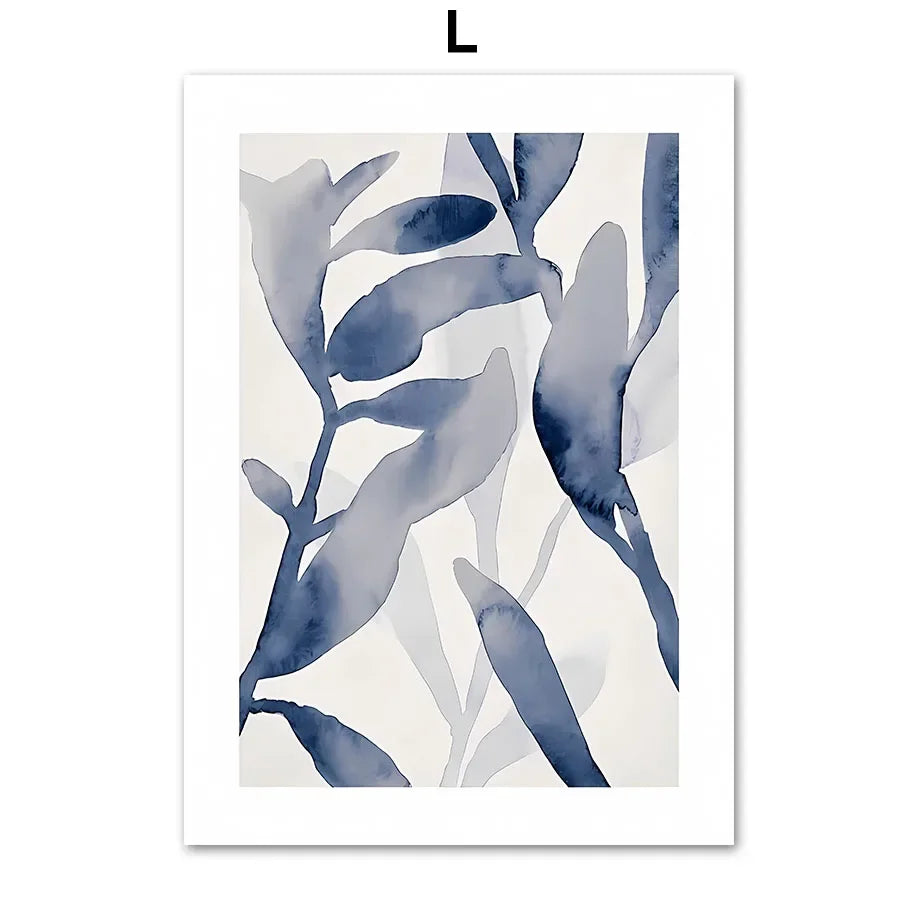 Scandinavian Simple Abstract Wall Art Blue Girl Body Lines Face HD Canvas Poster Print Home Bedroom Living Room Decoration