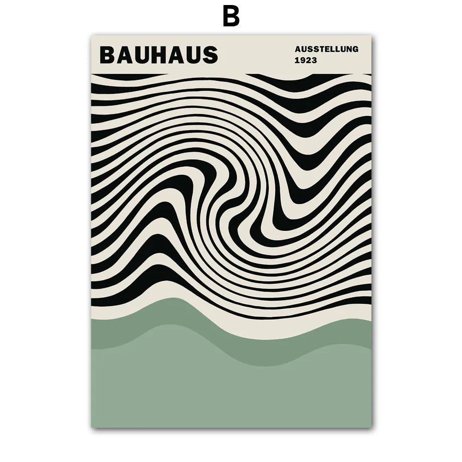 Bauhaus Green Color Block Lines Modern Minimalist Wall Art Posters Prints Canvas Painting Abstract Pictures Living Room Decor