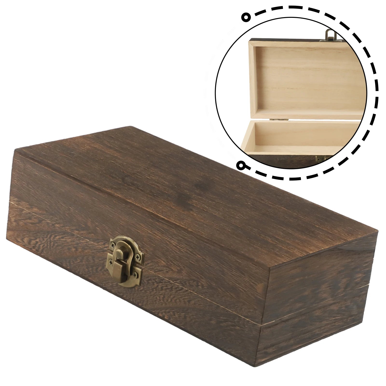 20*10*6 Cm Rectangular Durable Wooden Storage Box Retro Jewelry Box Gift Box Desktop Organizer Clamshell Container
