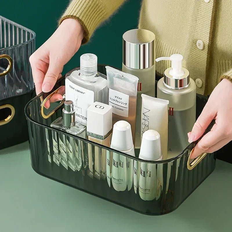 Rectangular Desktop Cosmetic Green Drawer Stackable Storage Box Acrylic Rack Sundries Snack Makeup Practical Storage Basket