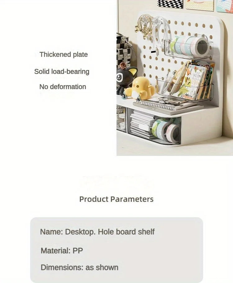 Kawaii Hook Drawer Type Hole Board Small Card Stand Display Desktop Idol Storage Box Desk Stationery Organization Storage Rack