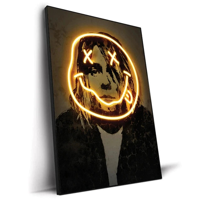 Canvas Print Art Poster Abstract Neon Design Rapper Star Canvas Paintings 2PAC Hip Hop Singers Poster Wall Art Bar Home Decor