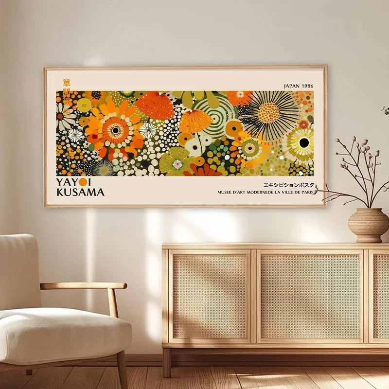 Abstract Yayoi Kusama Flower Exhibition Art Poster Vintage Japanese Print Canvas Painting Modern Room Large Size Wall Home Decor