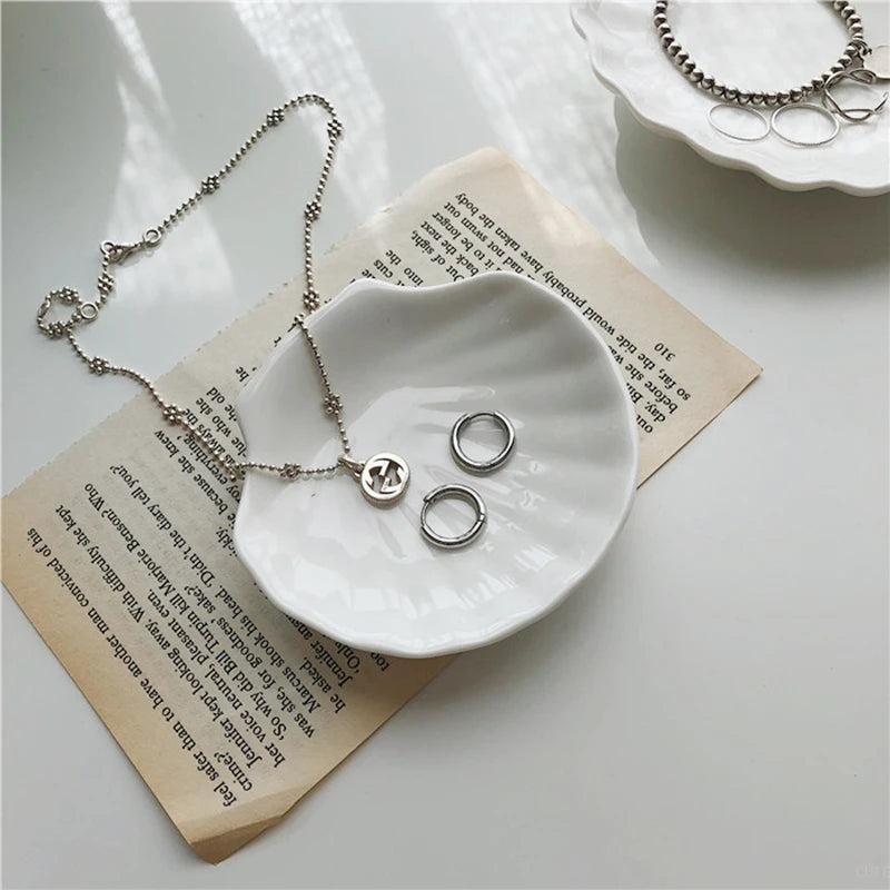 Shell Shaped Jewelry Storage Trays  Trays White Ceramic Plate Storage Dishes Ring Earings Plate Home Decorative Tray Design